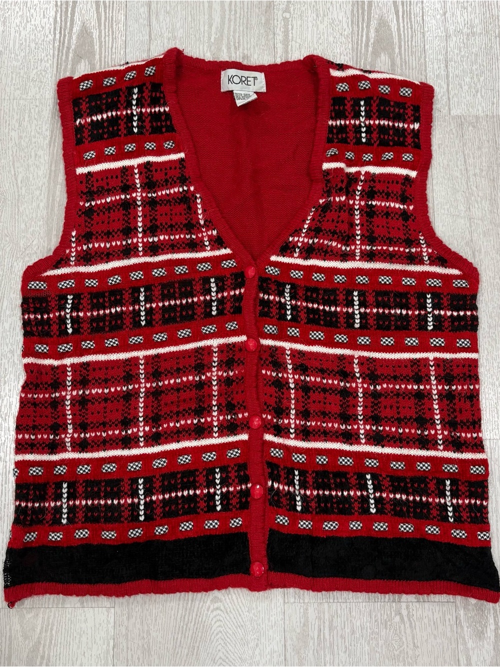 Vintage Koret Plaid Sweater Vest Size Medium